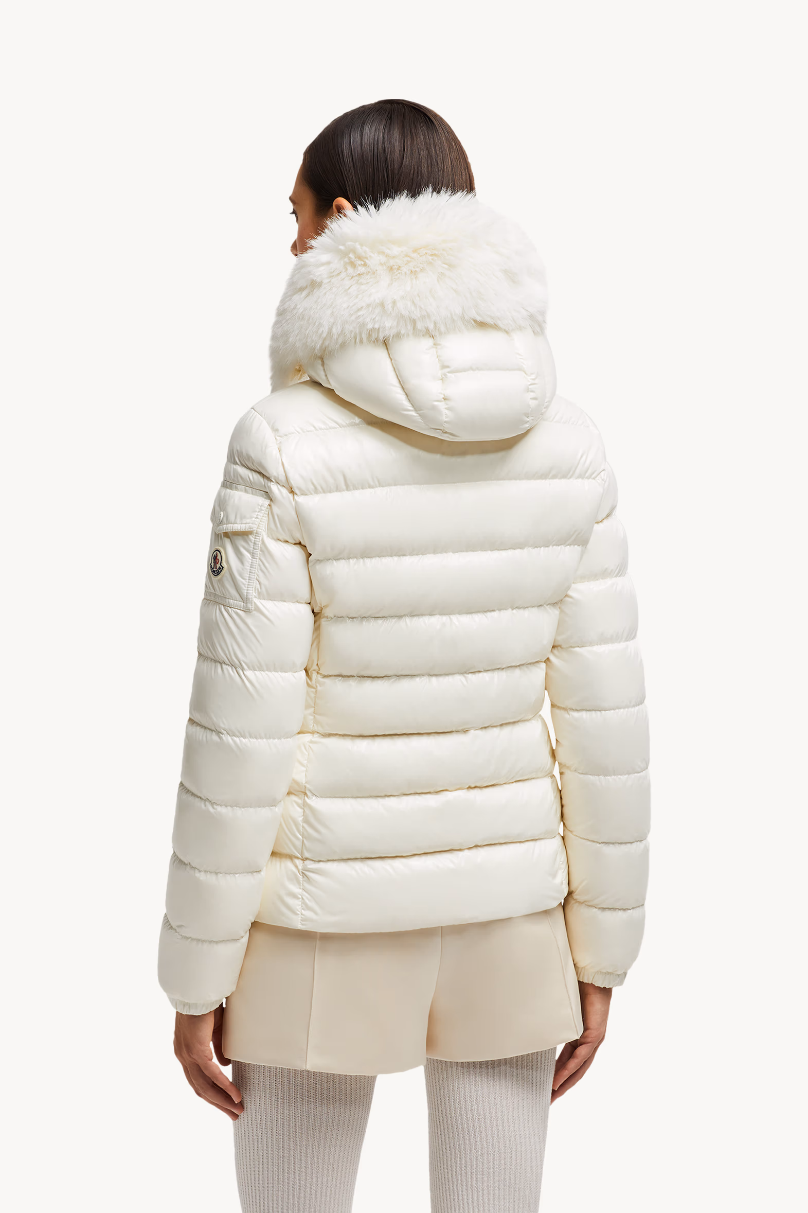 Doudoune courte à capuche en matière synthétique Badyf Femmes Blanc Moncler 5